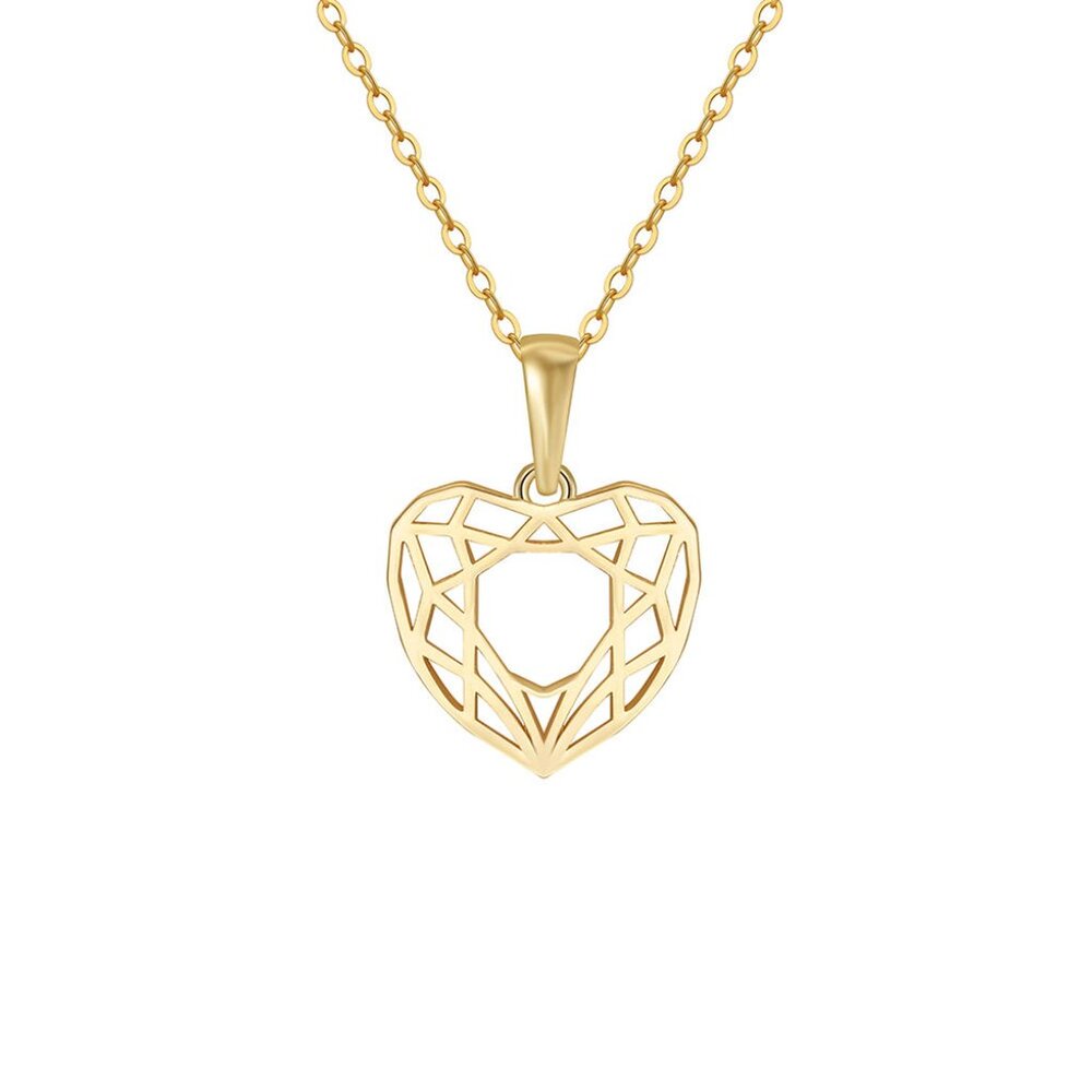 Gold Geometric Heart Pendant Necklace - Women Jewelry